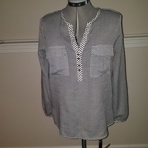 Black and white polka dot blouse